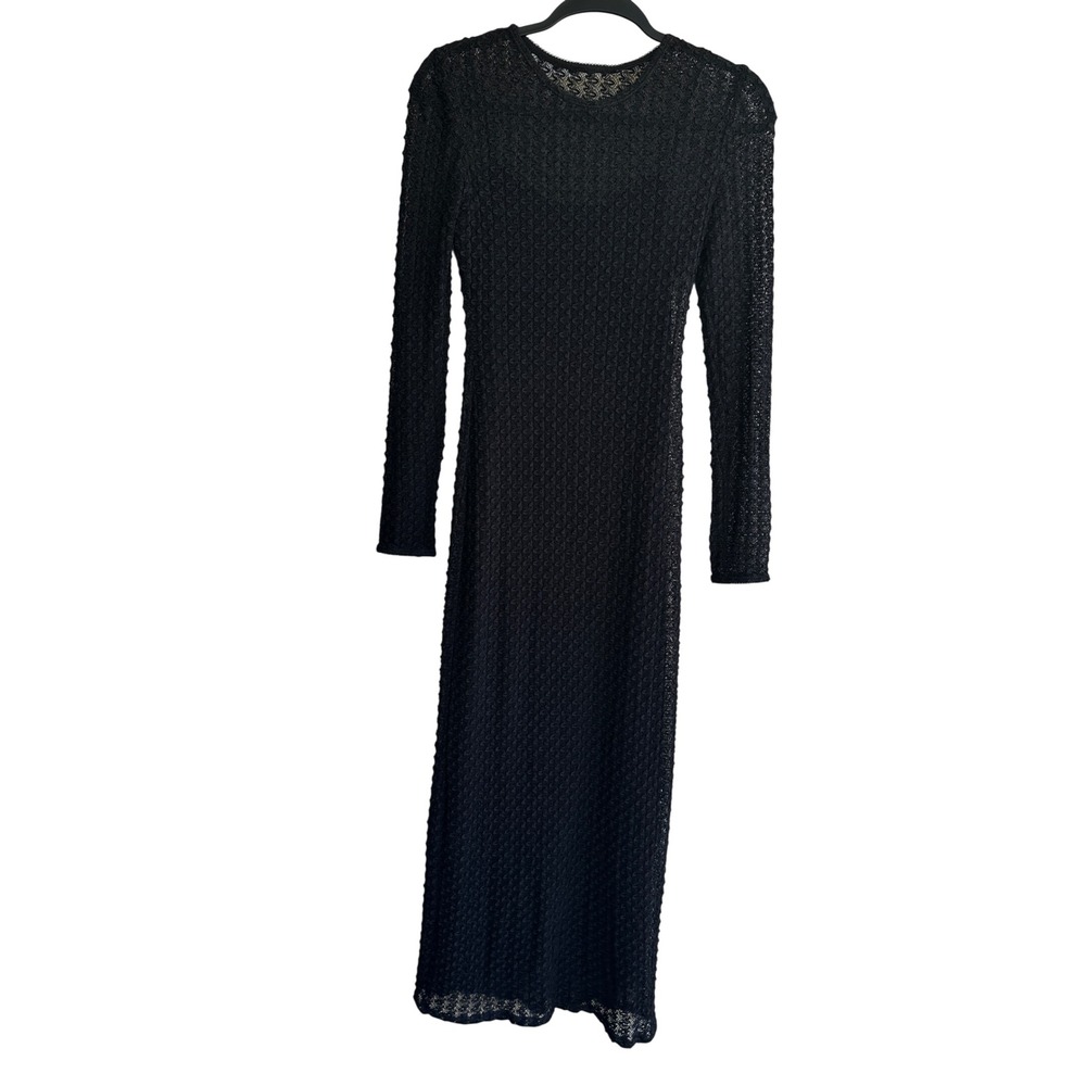 Laundry Shelli Segal Black Lace Long Sleeve Maxi Dress Small Whimsigoth 90's